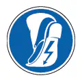 Pictograma vectorial de suela aislante. Icono de protección eléctrica para calzado.