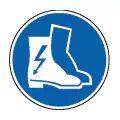 Pictograma vectorial de calzado dieléctrico. Gráfico de seguridad para electricistas.