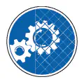 Pictograma vectorial de protección fija. Símbolo de seguridad en maquinaria industrial.