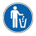 Pictograma vectorial de gestión de residuos. Icono de depósito de basura obligatorio.