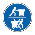 Pictograma vectorial de carga logística. Icono de empuje correcto de mercancía.