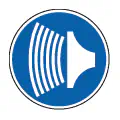Pictograma vectorial de señal acústica. Icono de advertencia sonora obligatoria.