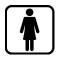 Pictograma vectorial de mujer. Icono para señalización de baños femeninos y vestuarios.