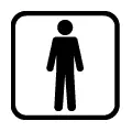 Pictograma vectorial de hombre. Símbolo estándar para aseos masculinos y caballeros.