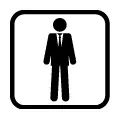 Pictograma vectorial de hombre sentado. Icono para zonas de descanso o salas de espera.