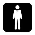 Pictograma vectorial de hombre caminando. Señal de dirección para peatones y tránsitos.