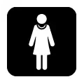 Pictograma vectorial de mujer caminando. Gráfico vectorial para señalización urbana y parques.