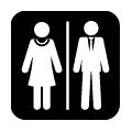 Pictograma vectorial de hombre y mujer de la mano. Símbolo para áreas comunes o parques.