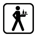 Pictograma vectorial de camarero. Gráfico para señalizar restaurantes y servicios de hostelería.