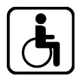 Pictograma vectorial de minusválido asistido. Icono para servicios de ayuda social y salud.
