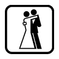 Pictograma vectorial de pareja bailando. Símbolo para academias de baile, ocio y discotecas.