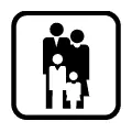 Pictograma vectorial de familia. Icono para áreas infantiles, ludotecas o zonas familiares.