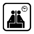 Pictograma vectorial de sala de espera. Símbolo para aeropuertos, terminales y clínicas.