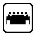 Pictograma vectorial sala de reunión. Icono para oficinas, coworking y centros de negocios.