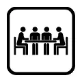 Pictograma vectorial de sala de reunión ejecutiva. Símbolo para conferencias y hoteles.