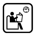 Pictograma vectorial de sala de espera con asientos. Icono de terminal de transportes y bus.