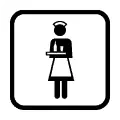 Pictograma vectorial de camarera. Icono para cafeterías, lounges y servicios de hostelería.