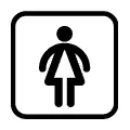 Pictograma vectorial de mujer. Gráfico para identificación de aseos femeninos.