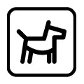 Pictograma vectorial: perro. Icono para zonas permitidas para mascotas.