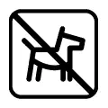 Pictograma vectorial: prohibidos perros. Señalización de restricción de animales.