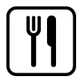 Pictograma vectorial: cubiertos. Icono para restaurantes y zonas de comida.