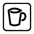 Pictograma vectorial: taza de café. Icono para cafeterías y áreas de descanso.