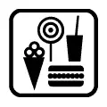 Pictograma vectorial: comida rápida. Icono para áreas de snacks o fast food.