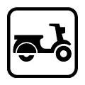 Pictograma vectorial de moto. Señalización para parking de motocicletas.