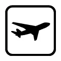 Pictograma vectorial de avión. Icono de aeropuerto y vuelos internacionales.
