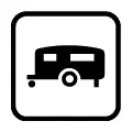 Pictograma vectorial de remolque. Símbolo para zona de caravanas o camping.