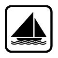 Pictograma vectorial de velero. Señalización para puertos deportivos y náutica.