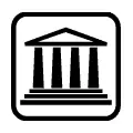 Pictograma vectorial de museo. Símbolo para centros culturales y galerías.