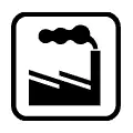 Pictograma vectorial de fábrica. Icono para zonas industriales o producción.