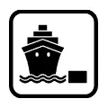 Pictograma vectorial de barco. Símbolo para terminales marítimas y ferris.