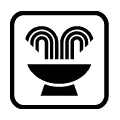 Pictograma vectorial de fuente. Símbolo de agua potable o plazas públicas.