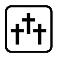 Pictograma vectorial de cementerio. Icono para camposantos o servicios funerarios.