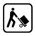 Pictograma vectorial de carretillero. Símbolo para almacenes y zonas de carga.