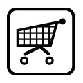 Pictograma vectorial de carrito de supermercado. Icono para tiendas y comercio.