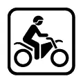 Pictograma vectorial de motero. Icono para estacionamiento de motos y rutas moteras.