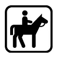Pictograma vectorial de hombre a caballo. Señal para hípica y senderos ecuestres.