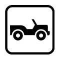 Pictograma vectorial de jeep. Icono para rutas 4x4 y vehículos todoterreno.