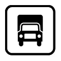 Pictograma vectorial de camión. Señal para zonas de carga o rutas pesadas.