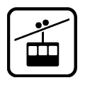 Pictograma vectorial de teleférico. Icono para estaciones de montaña y turismo.