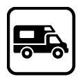 Pictograma vectorial de autocaravana. Señalización para áreas de pernocta de campers.