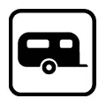 Pictograma vectorial de caravana. Icono para zonas de remolques y parking.