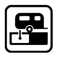 Pictograma vectorial de servicios para caravanas. Símbolo de vaciado y carga de agua.