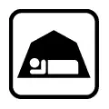 Pictograma vectorial de camping. Símbolo para acampada y tiendas de campaña.