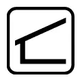Pictograma vectorial de espacio techado. Icono de refugio contra lluvia o sol.