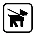 Pictograma vectorial mascotas con correa. Señal de obligación para pasear perros.