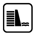 Pictograma vectorial de represa. Símbolo de embalse o presa hidroeléctrica.